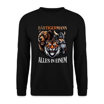 HOMME BARBU Viking barbe Homme Tigre Drôle - Sweat-shirt Unisexe - noir - Devant - Alina (178cm) & Michal (187cm)