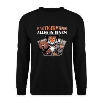 HOMME BARBU Viking barbe Homme Tigre Drôle - Sweat-shirt Unisexe - noir - Devant - Alina (178cm) & Michal (187cm)