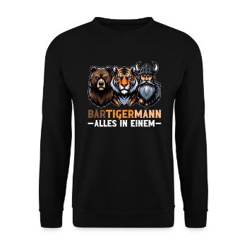 HOMME BARBU Viking barbe Homme Tigre Drôle - Sweat-shirt Unisexe - noir - Devant - Alina (178cm) & Michal (187cm)