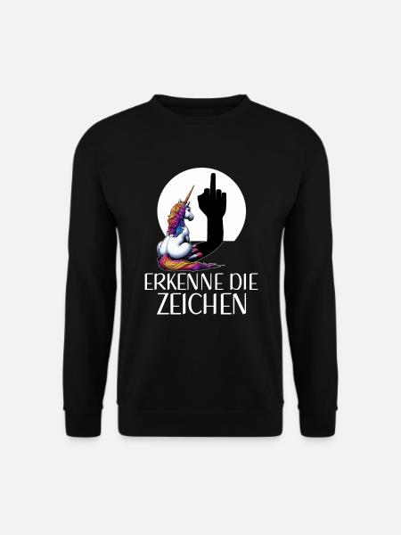Erkenne die Zeichen Einhorn Schatten Lustiger - Unisex Pullover - Schwarz