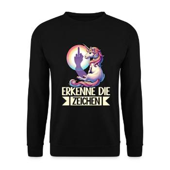 Recognize the Signs Unicorn Shadow Funnier - Unisex Sweatshirt - black - Front - Alina (178cm) & Michal (187cm)