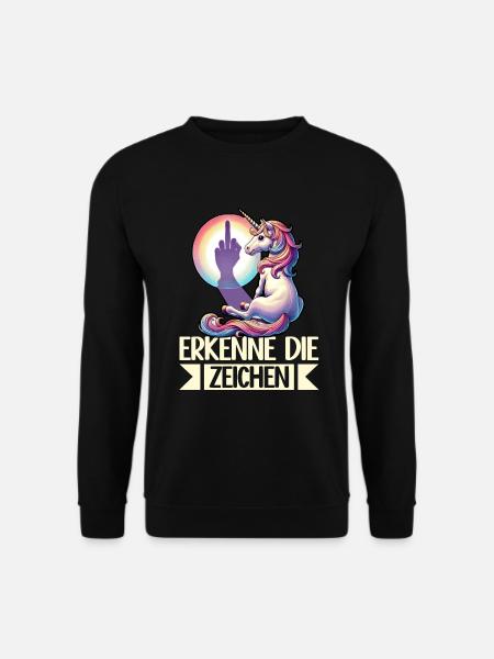 Erkenne die Zeichen Einhorn Schatten Lustiger - Unisex Pullover - Schwarz