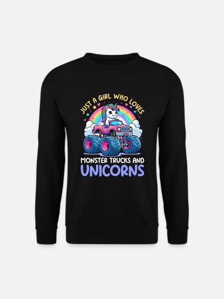 Monster Truck Einhorn Geburtstagsfeier Mädchen - Unisex Pullover - Schwarz