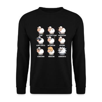 Lustige Unsheep Wortspiel Schafe & Schafherde - Unisex Pullover - Schwarz - Vorne - Alina (178cm) & Michal (187cm)