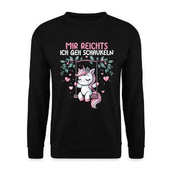 J’en ai assez, je vais me balancer, licorne drôle - Sweat-shirt Unisexe - noir - Devant - Alina (178cm) & Michal (187cm)