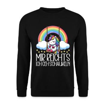 J’en ai assez, je vais me balancer, licorne drôle - Sweat-shirt Unisexe - noir - Devant - Alina (178cm) & Michal (187cm)