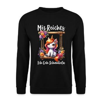 J’en ai assez, je vais me balancer, licorne drôle - Sweat-shirt Unisexe - noir - Devant - Alina (178cm) & Michal (187cm)
