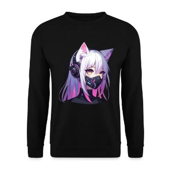 Japanese Manga Anime Aesthetics Cyberpunk Techwear - Unisex Sweatshirt - black - Front - Alina (178cm) & Michal (187cm)