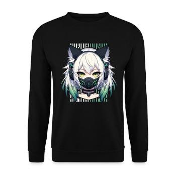 Japanese Manga Anime Aesthetics Cyberpunk Techwear - Unisex Sweatshirt - black - Front - Alina (178cm) & Michal (187cm)