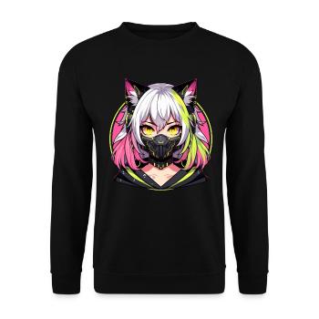 Japanische Manga Anime Ästhetik Cyberpunk Techwear - Unisex Pullover - Schwarz - Vorne - Alina (178cm) & Michal (187cm)