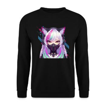 Japanese Manga Anime Aesthetics Cyberpunk Techwear - Unisex Sweatshirt - black - Front - Alina (178cm) & Michal (187cm)
