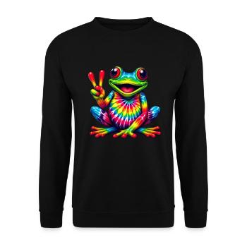 Frog Peace Sign Cute Hippie - Unisex Sweatshirt - black - Front - Alina (178cm) & Michal (187cm)
