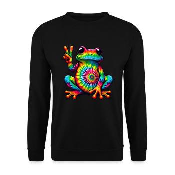 Frog Peace Sign Cute Hippie - Unisex Sweatshirt - black - Front - Alina (178cm) & Michal (187cm)