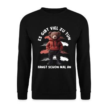 There's a lot to do Get started Teddy Bear - Unisex Sweatshirt - black - Front - Alina (178cm) & Michal (187cm)
