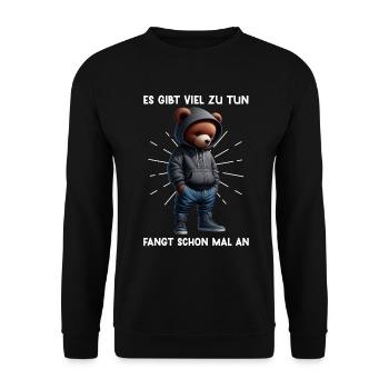 There's a lot to do Get started Teddy Bear - Unisex Sweatshirt - black - Front - Alina (178cm) & Michal (187cm)