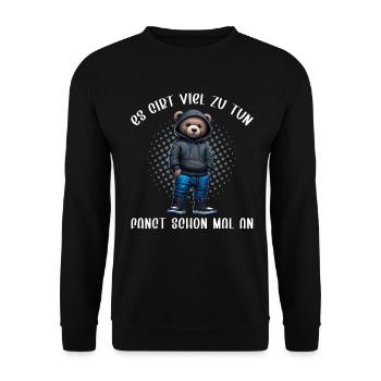 There's a lot to do Get started Teddy Bear - Unisex Sweatshirt - black - Front - Alina (178cm) & Michal (187cm)