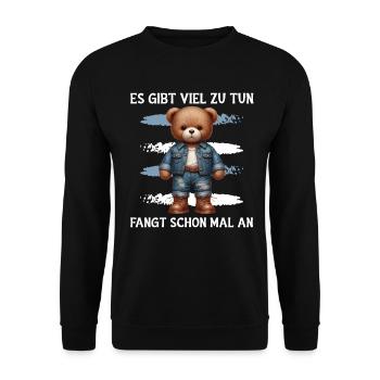 There's a lot to do Get started Teddy Bear - Unisex Sweatshirt - black - Front - Alina (178cm) & Michal (187cm)