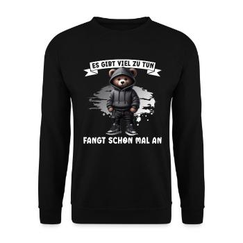 There's a lot to do Get started Teddy Bear - Unisex Sweatshirt - black - Front - Alina (178cm) & Michal (187cm)