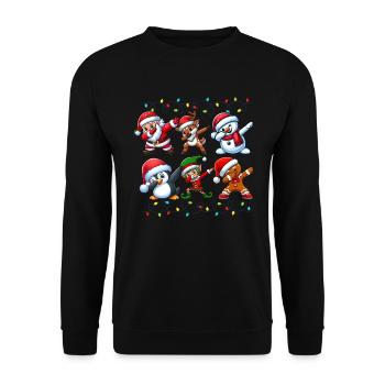 Dabbing Santa Elf Christmas Squad Boys Girls - Unisex Sweatshirt - black - Front - Alina (178cm) & Michal (187cm)