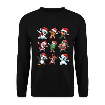 Dabbing Santa Elf Christmas Dance Squad Trendy - Unisex Pullover - Schwarz - Vorne - Alina (178cm) & Michal (187cm)