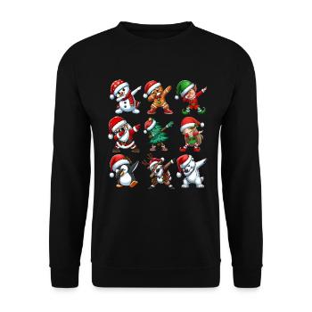 Dabbing Santa Elf Christmas Dance Squad Trendy - Unisex Pullover - Schwarz - Vorne - Alina (178cm) & Michal (187cm)