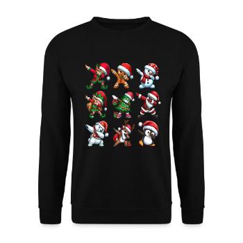 Dabbing Santa Elf Christmas Dance Squad Trendy - Unisex Pullover - Schwarz - Vorne - Alina (178cm) & Michal (187cm)