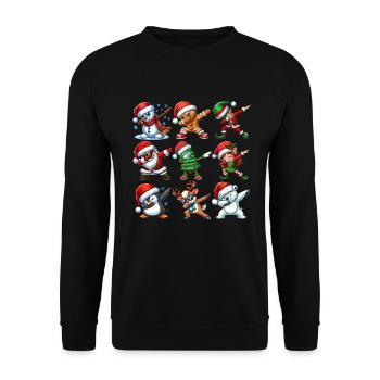Dabbing Santa Elf Christmas Dance Squad Trendy - Unisex Pullover - Schwarz - Vorne - Alina (178cm) & Michal (187cm)