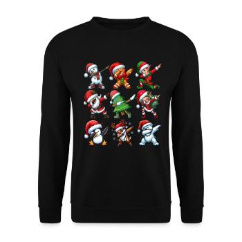 Dabbing Santa Elf Christmas Dance Squad Trendy - Unisex Pullover - Schwarz - Vorne - Alina (178cm) & Michal (187cm)