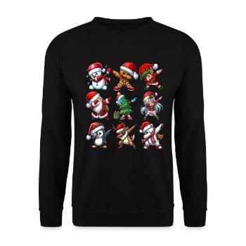 Dabbing Santa Elf Christmas Dance Squad Trendy - Unisex Pullover - Schwarz - Vorne - Alina (178cm) & Michal (187cm)