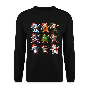 Dabbing Santa Elf Christmas Dance Squad Trendy - Unisex Pullover - Schwarz - Vorne - Alina (178cm) & Michal (187cm)