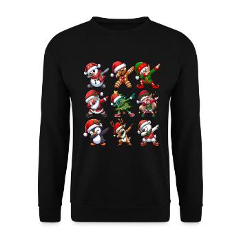 Dabbing Santa Elf Christmas Dance Squad Trendy - Unisex Pullover - Schwarz - Vorne - Alina (178cm) & Michal (187cm)