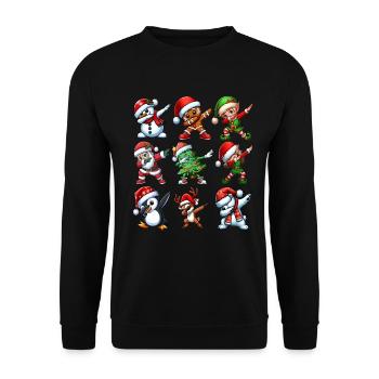 Dabbing Santa Elf Christmas Dance Squad Trendy - Unisex Pullover - Schwarz - Vorne - Alina (178cm) & Michal (187cm)