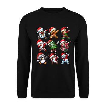 Dabbing Santa Elf Christmas Dance Squad Trendy - Unisex Pullover - Schwarz - Vorne - Alina (178cm) & Michal (187cm)
