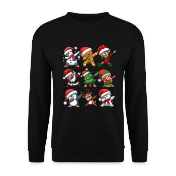 Dabbing Santa Elf Christmas Dance Squad Trendy - Unisex Pullover - Schwarz - Vorne - Alina (178cm) & Michal (187cm)