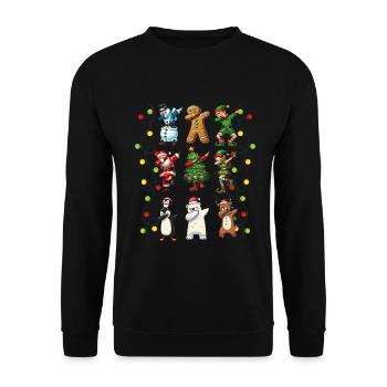 Dabbing Santa Elf Christmas Dance Squad Trendy - Unisex Pullover - Schwarz - Vorne - Alina (178cm) & Michal (187cm)