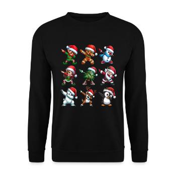 Dabbing Santa Elf Christmas Dance Squad Trendy - Unisex Pullover - Schwarz - Vorne - Alina (178cm) & Michal (187cm)