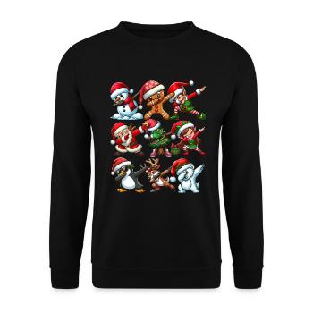 Dabbing Santa Elf Christmas Dance Squad Trendy - Unisex Pullover - Schwarz - Vorne - Alina (178cm) & Michal (187cm)
