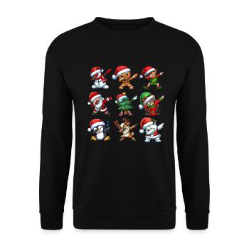 Dabbing Santa Elf Christmas Dance Squad Trendy - Unisex Pullover - Schwarz - Vorne - Alina (178cm) & Michal (187cm)