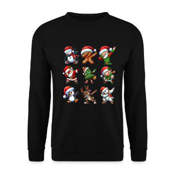 Dabbing Santa Elf Christmas Dance Squad Trendy - Unisex Pullover - Schwarz - Vorne - Alina (178cm) & Michal (187cm)