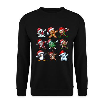 Dabbing Santa Elf Christmas Dance Squad Trendy - Unisex Pullover - Schwarz - Vorne - Alina (178cm) & Michal (187cm)