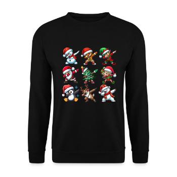 Dabbing Santa Elf Christmas Dance Squad Trendy - Unisex Pullover - Schwarz - Vorne - Alina (178cm) & Michal (187cm)