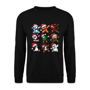Dabbing Santa Elf Christmas Dance Squad Trendy - Unisex Sweatshirt - black - Front - Alina (178cm) & Michal (187cm)
