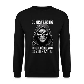 Tu es drôle, je t’aurai le dernier Faucheur - Sweat-shirt Unisexe - noir - Devant - Alina (178cm) & Michal (187cm)