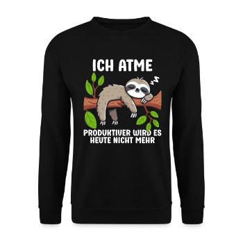 Je respire de manière plus productive, il ne sera pas paresseux aujourd’hui - Sweat-shirt Unisexe - noir - Devant - Alina (178cm) & Michal (187cm)
