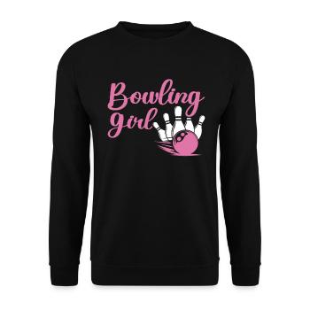 Bowling Girl Funny Ladies Team Bowler Sport - Unisex Pullover - Schwarz - Vorne - Alina (178cm) & Michal (187cm)