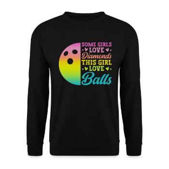Bowling Girl Funny Ladies Team Bowler Sport - Unisex Pullover - Schwarz - Vorne - Alina (178cm) & Michal (187cm)
