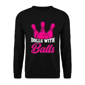 Bowling Girl Funny Ladies Team Bowler Sport - Unisex Pullover - Schwarz - Vorne - Alina (178cm) & Michal (187cm)