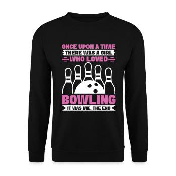 Bowling Girl Funny Ladies Team Bowler Sport - Unisex Pullover - Schwarz - Vorne - Alina (178cm) & Michal (187cm)