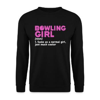 Bowling Girl Funny Ladies Team Bowler Sport - Unisex Pullover - Schwarz - Vorne - Alina (178cm) & Michal (187cm)