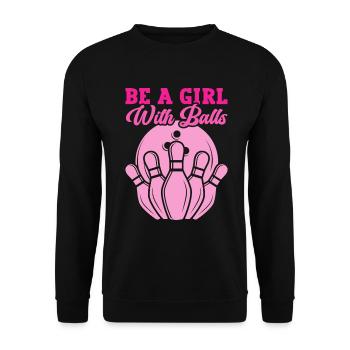 Bowling Girl Funny Ladies Team Bowler Sport - Unisex Pullover - Schwarz - Vorne - Alina (178cm) & Michal (187cm)